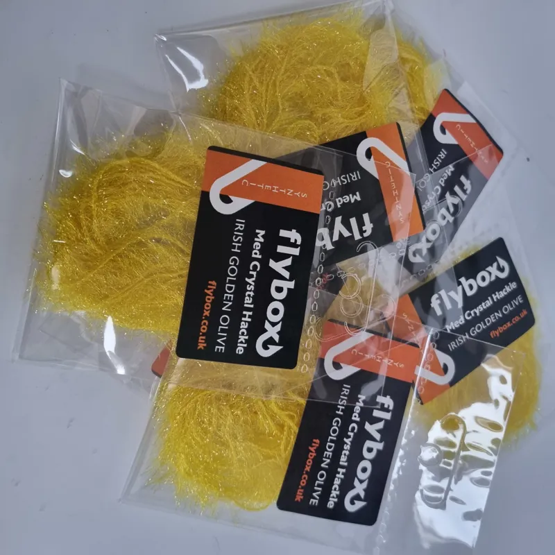 Flybox Medium Crystal Hackle in Irish Golden Olive-2